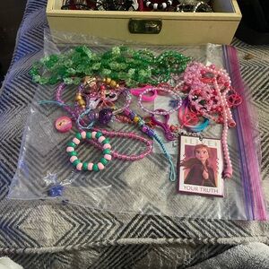 Pink and Green Beaded Jewelry Set